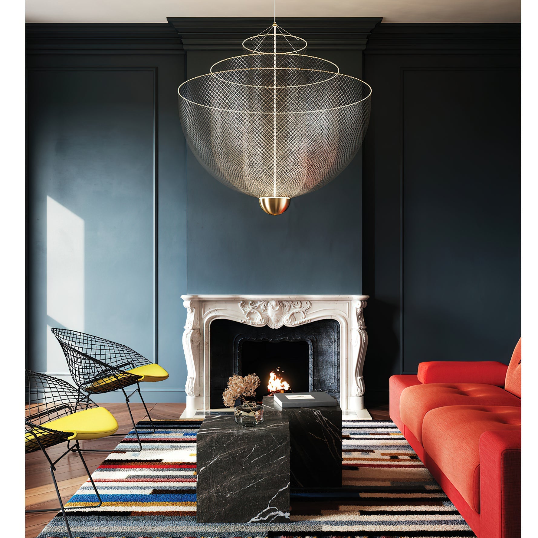 LED Mesh Chandelier Light Fixture - Modern Design for Living Room & Dining Room Lighting