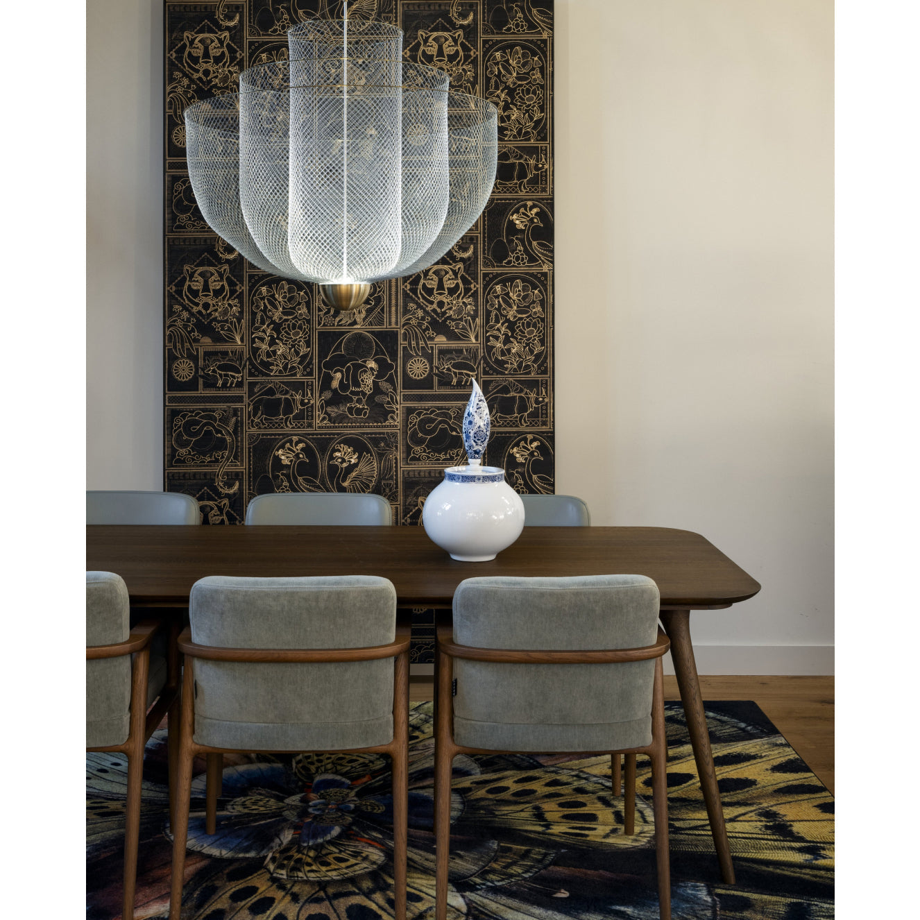 LED Mesh Chandelier Light Fixture - Modern Design for Living Room & Dining Room Lighting