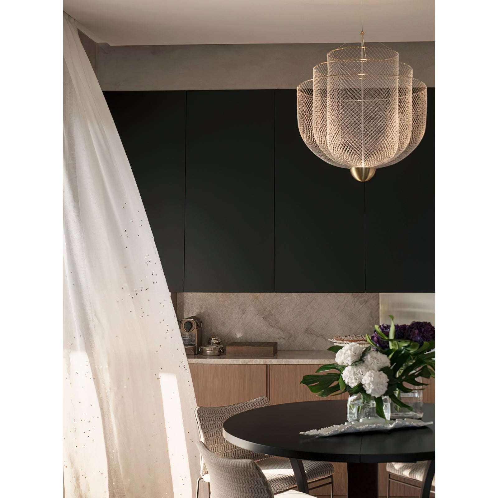 LED Mesh Chandelier Light Fixture - Modern Design for Living Room & Dining Room Lighting