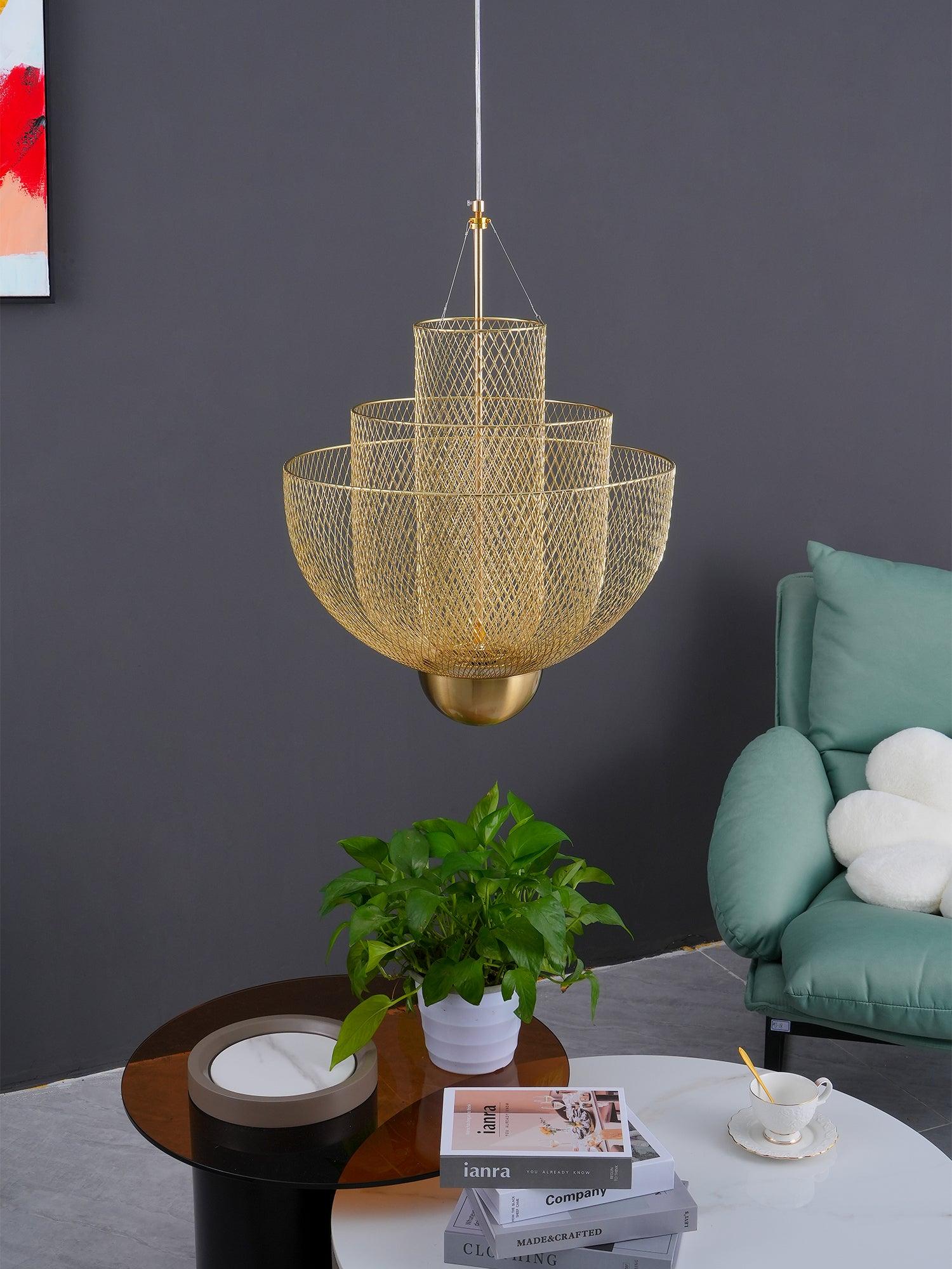 LED Mesh Chandelier Light Fixture - Modern Design for Living Room & Dining Room Lighting