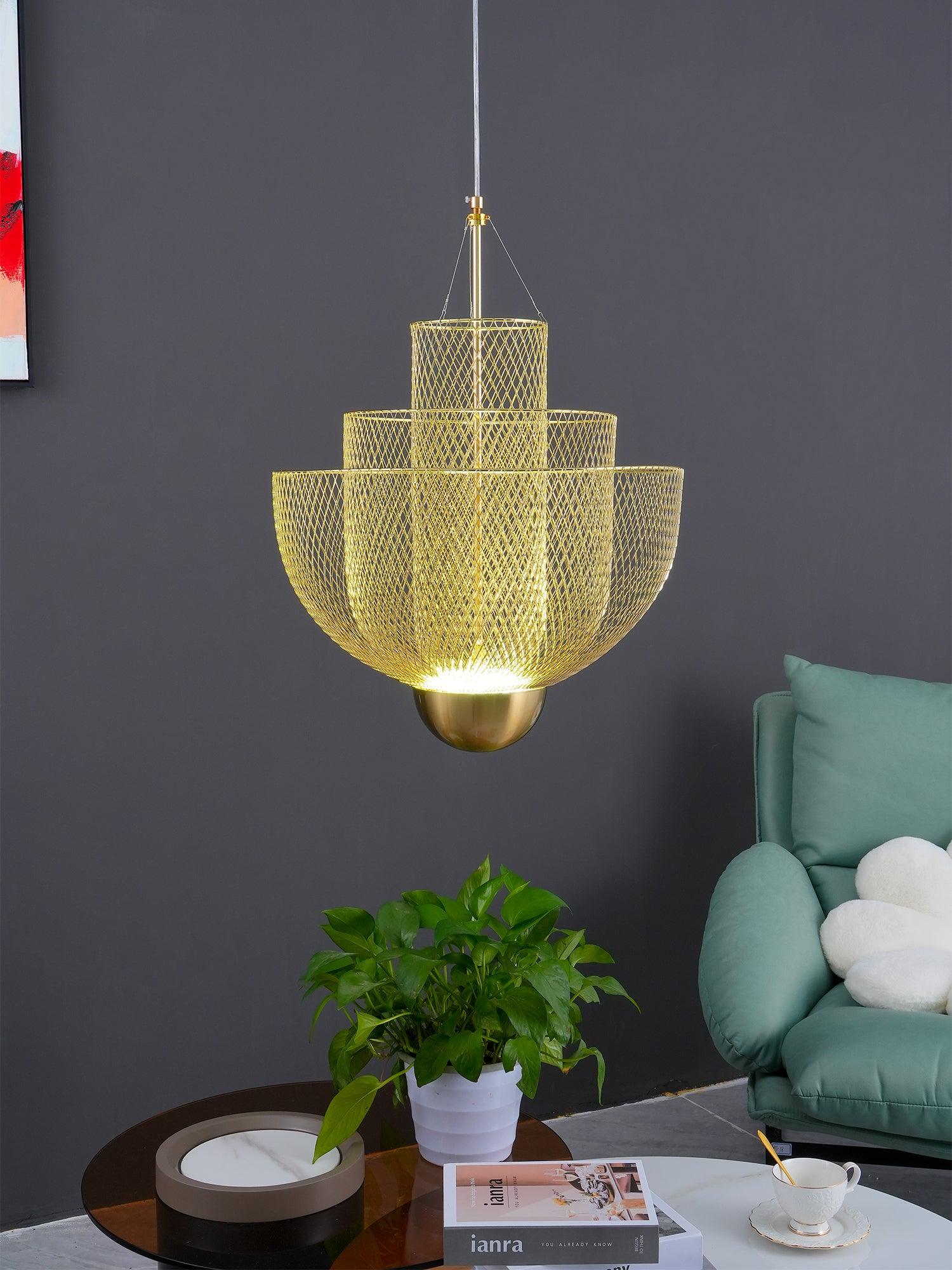 LED Mesh Chandelier Light Fixture - Modern Design for Living Room & Dining Room Lighting