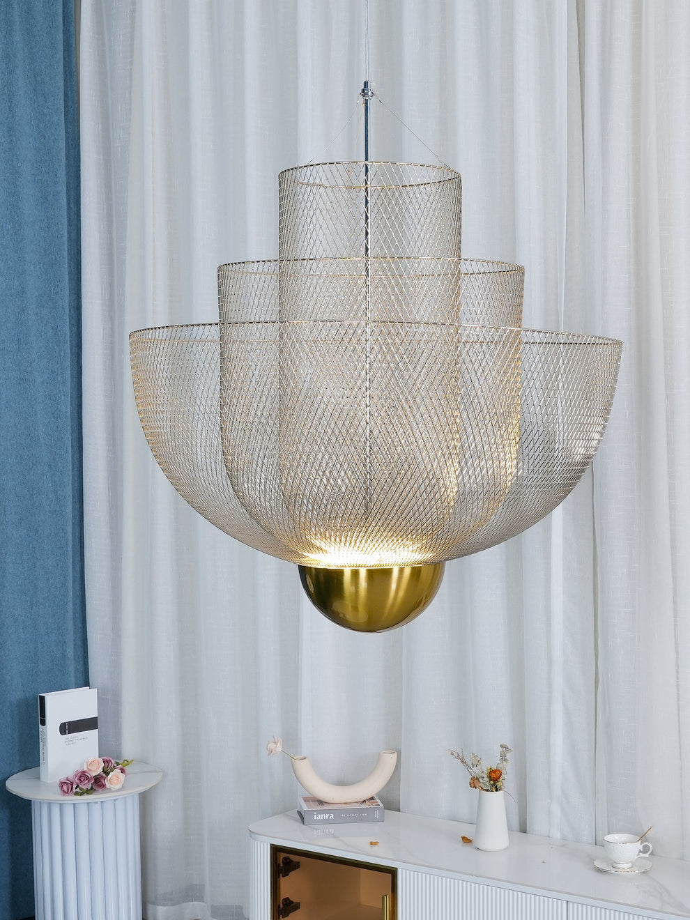 LED Mesh Chandelier Light Fixture - Modern Design for Living Room & Dining Room Lighting