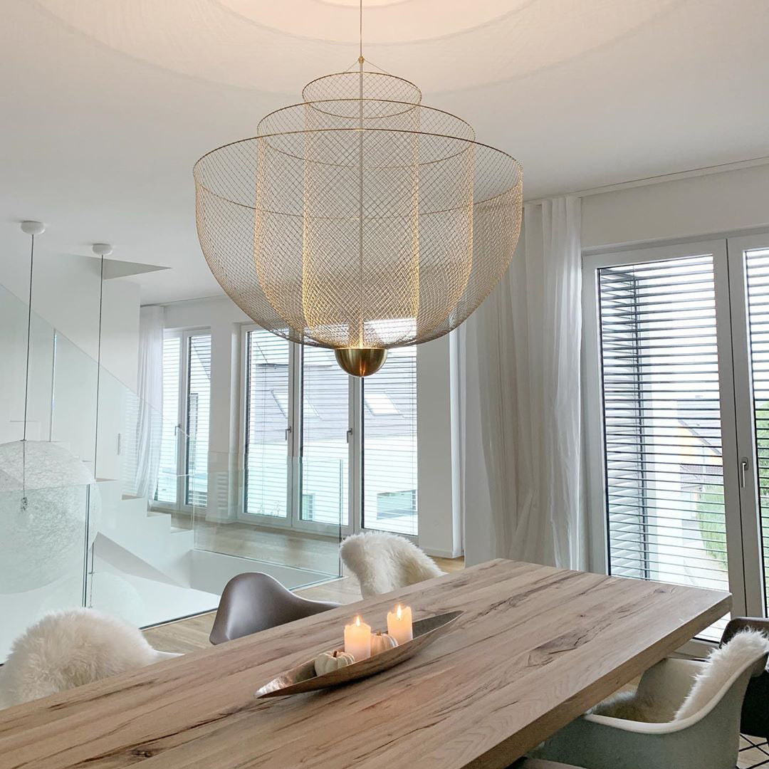 LED Mesh Chandelier Light Fixture - Modern Design for Living Room & Dining Room Lighting