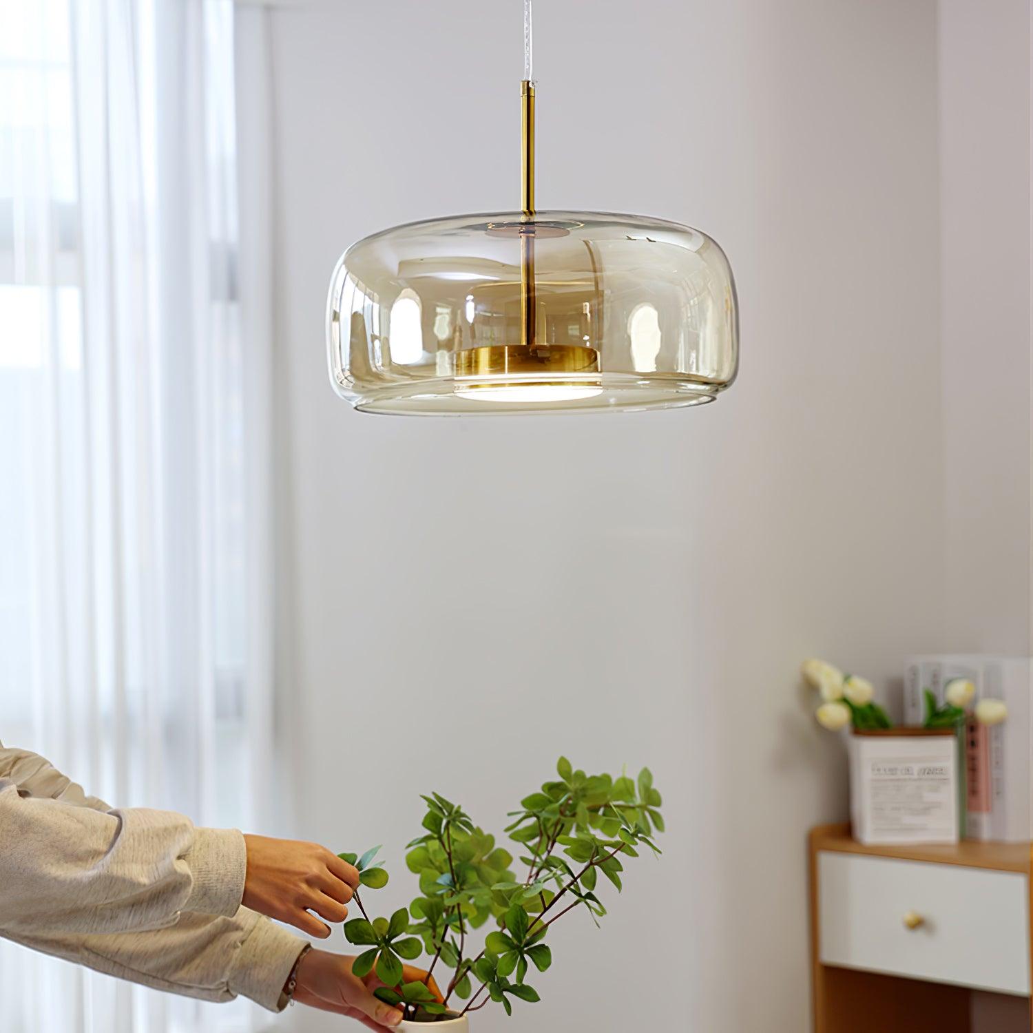 Metro Sphere Glass Pendant Lamp - Modern Hanging Light Fixture for Kitchen Island & Dining Room