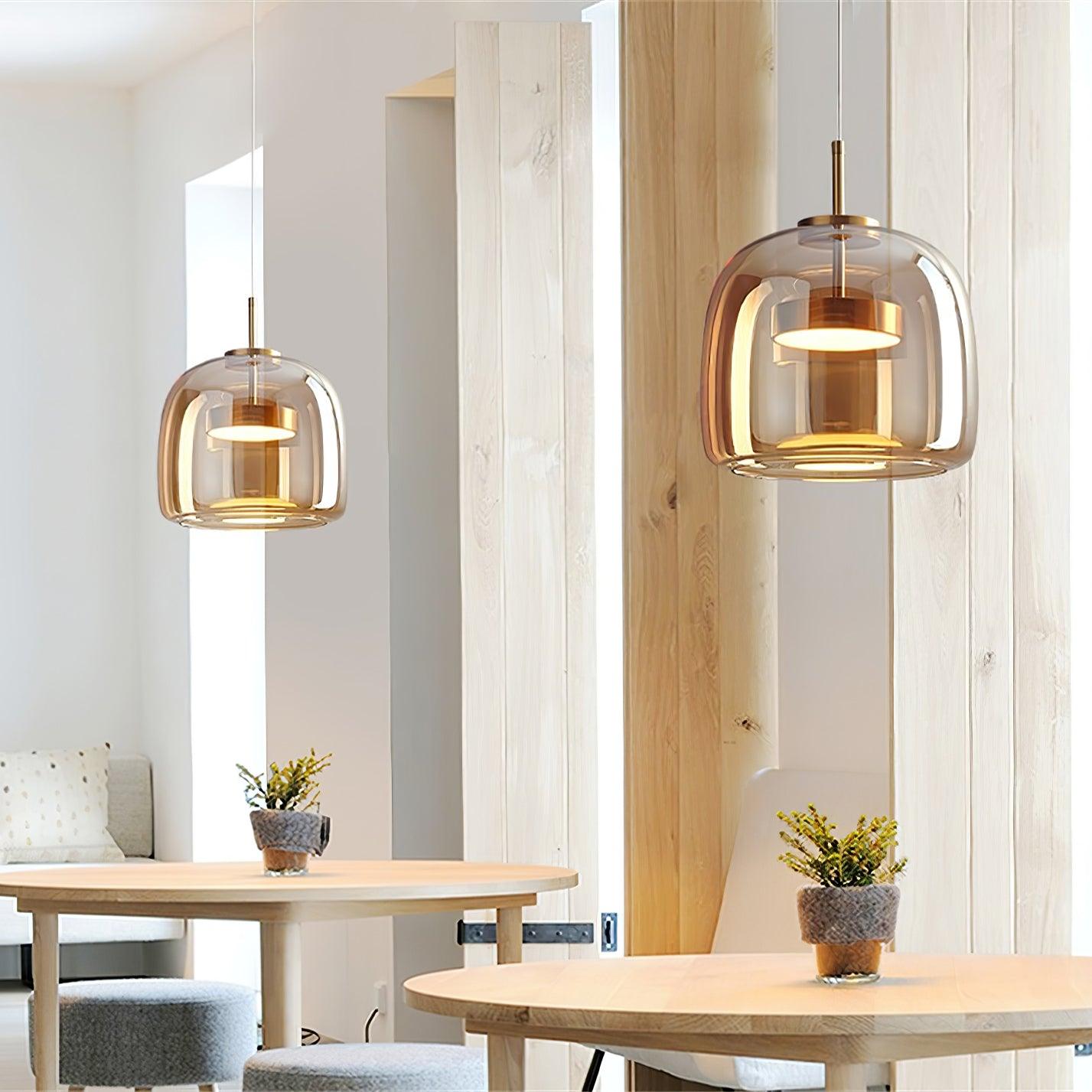Metro Sphere Glass Pendant Lamp - Modern Hanging Light Fixture for Kitchen Island & Dining Room