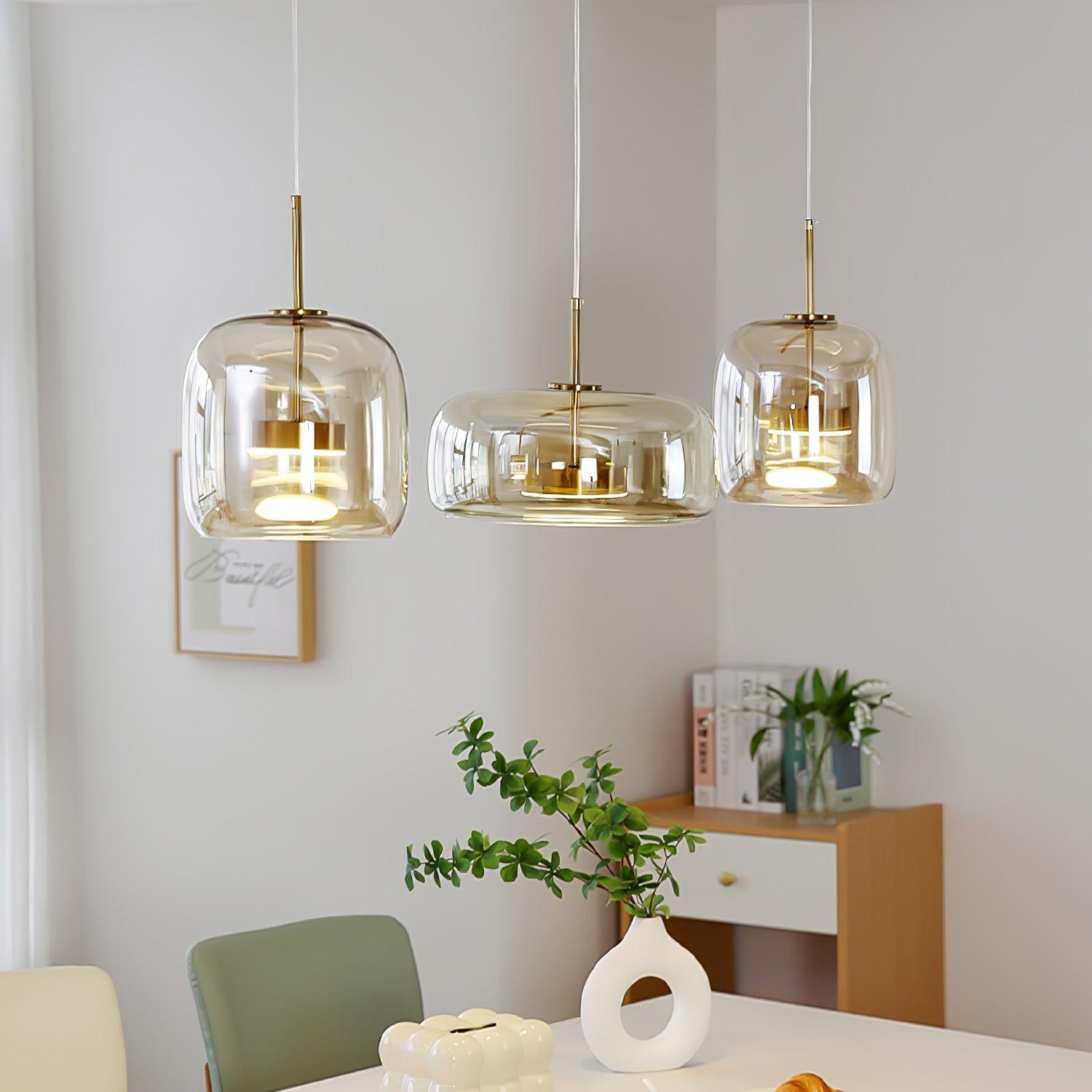 Metro Sphere Glass Pendant Lamp - Modern Hanging Light Fixture for Kitchen Island & Dining Room