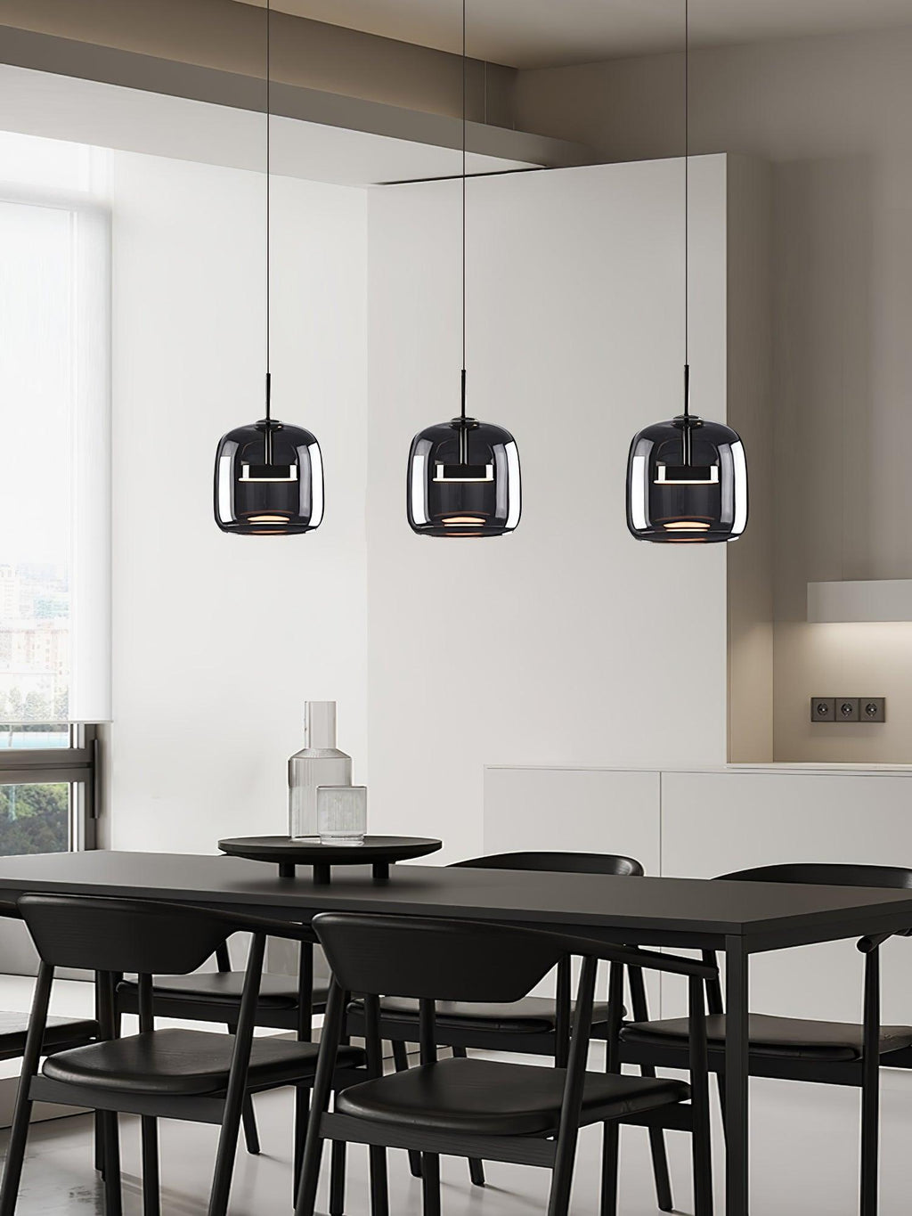 Metro Sphere Glass Pendant Lamp - Modern Hanging Light Fixture for Kitchen Island & Dining Room