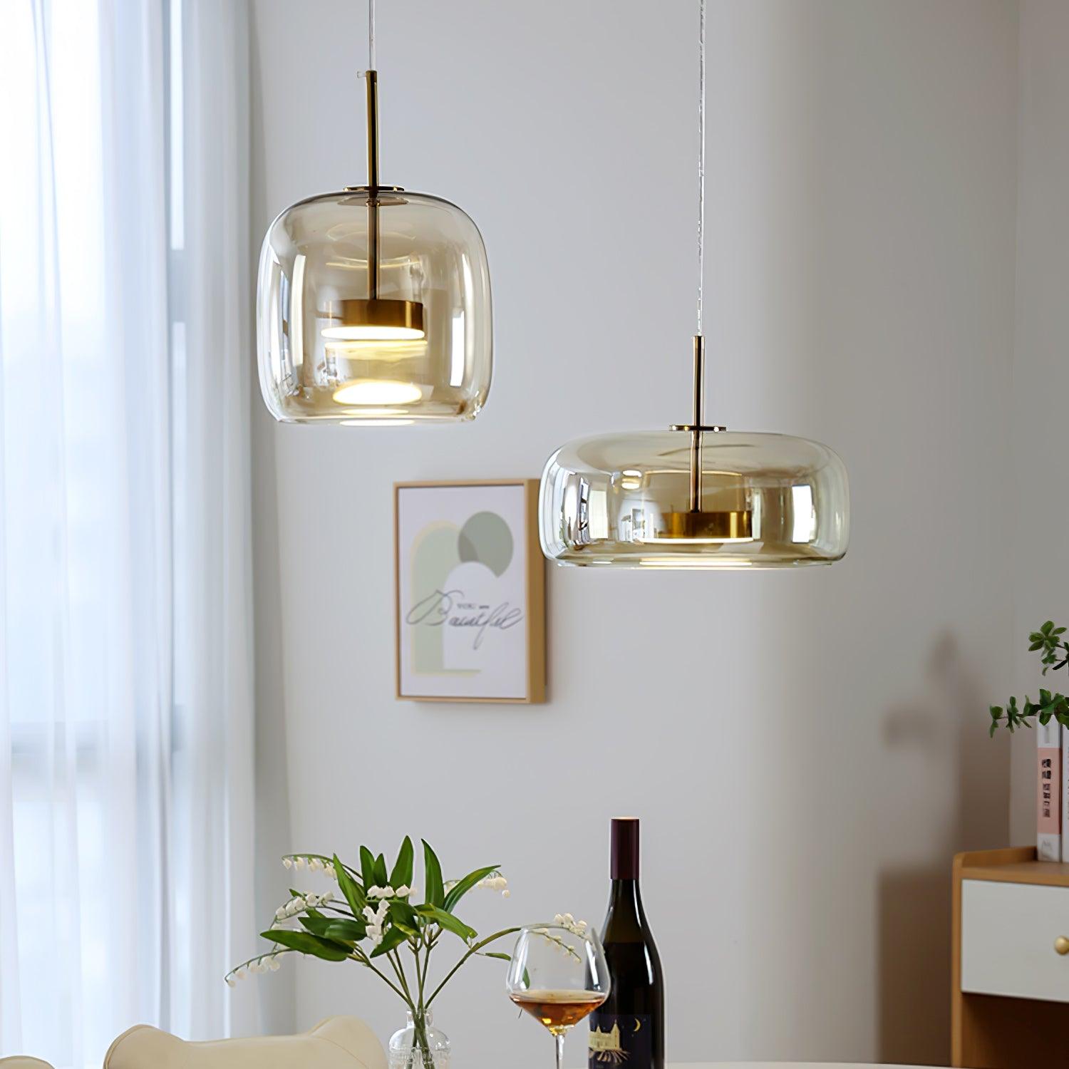 Metro Sphere Glass Pendant Lamp - Modern Hanging Light Fixture for Kitchen Island & Dining Room