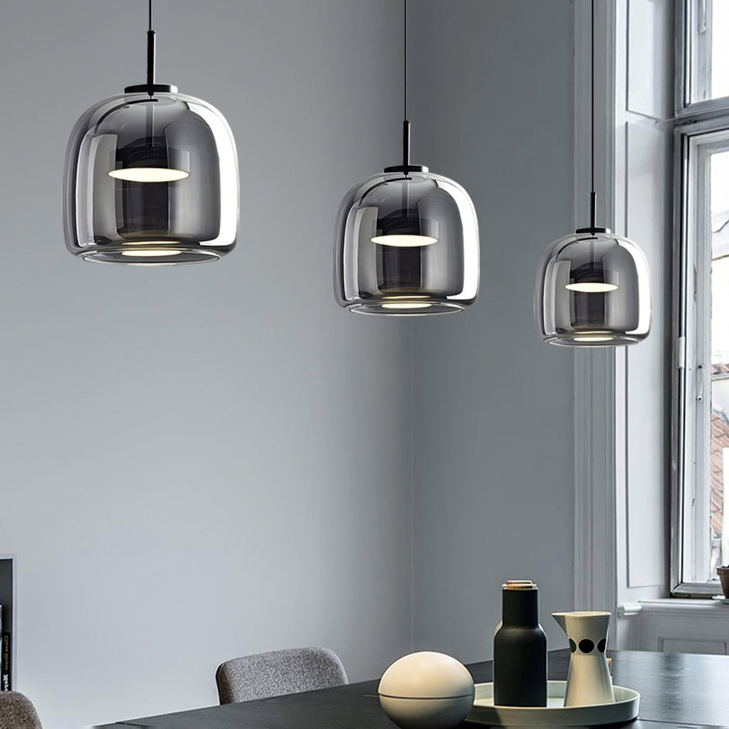 Metro Sphere Glass Pendant Lamp - Modern Hanging Light Fixture for Kitchen Island & Dining Room