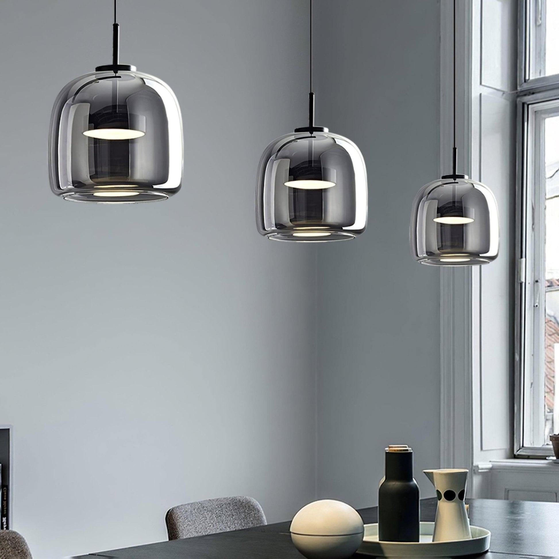 Metro Sphere Glass Pendant Lamp - Modern Hanging Light Fixture for Kitchen Island & Dining Room