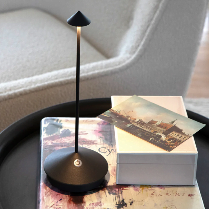 Minimalist LED Table Lamp – Dimmable Cordless Rechargeable Touch Lamp with 13H Battery, Warm 2700K Light, Indoor & Outdoor Aluminum Design