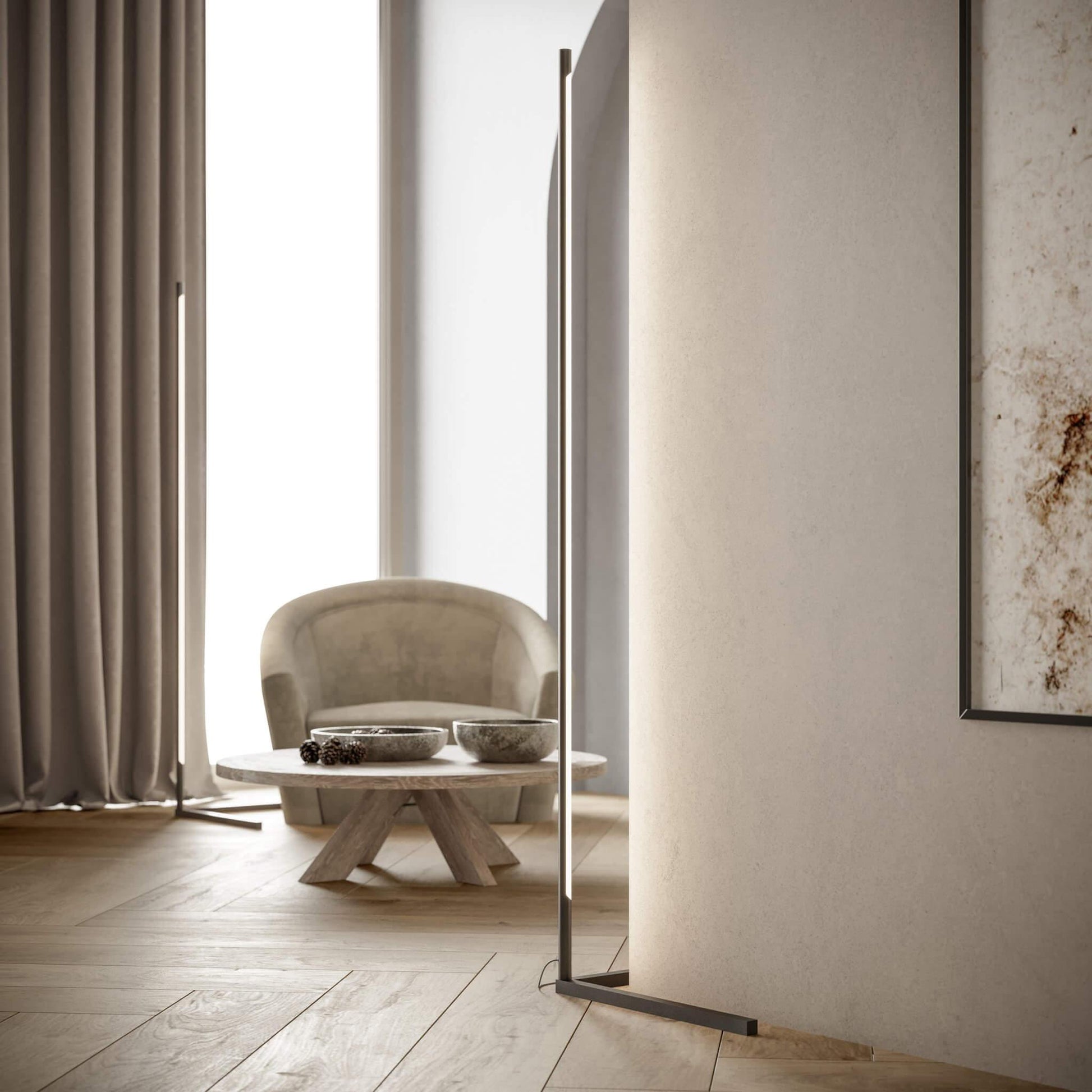 Minimalist LED Floor Lamp | Slim Profile, Remote Control & Ideal for Indoor Spaces