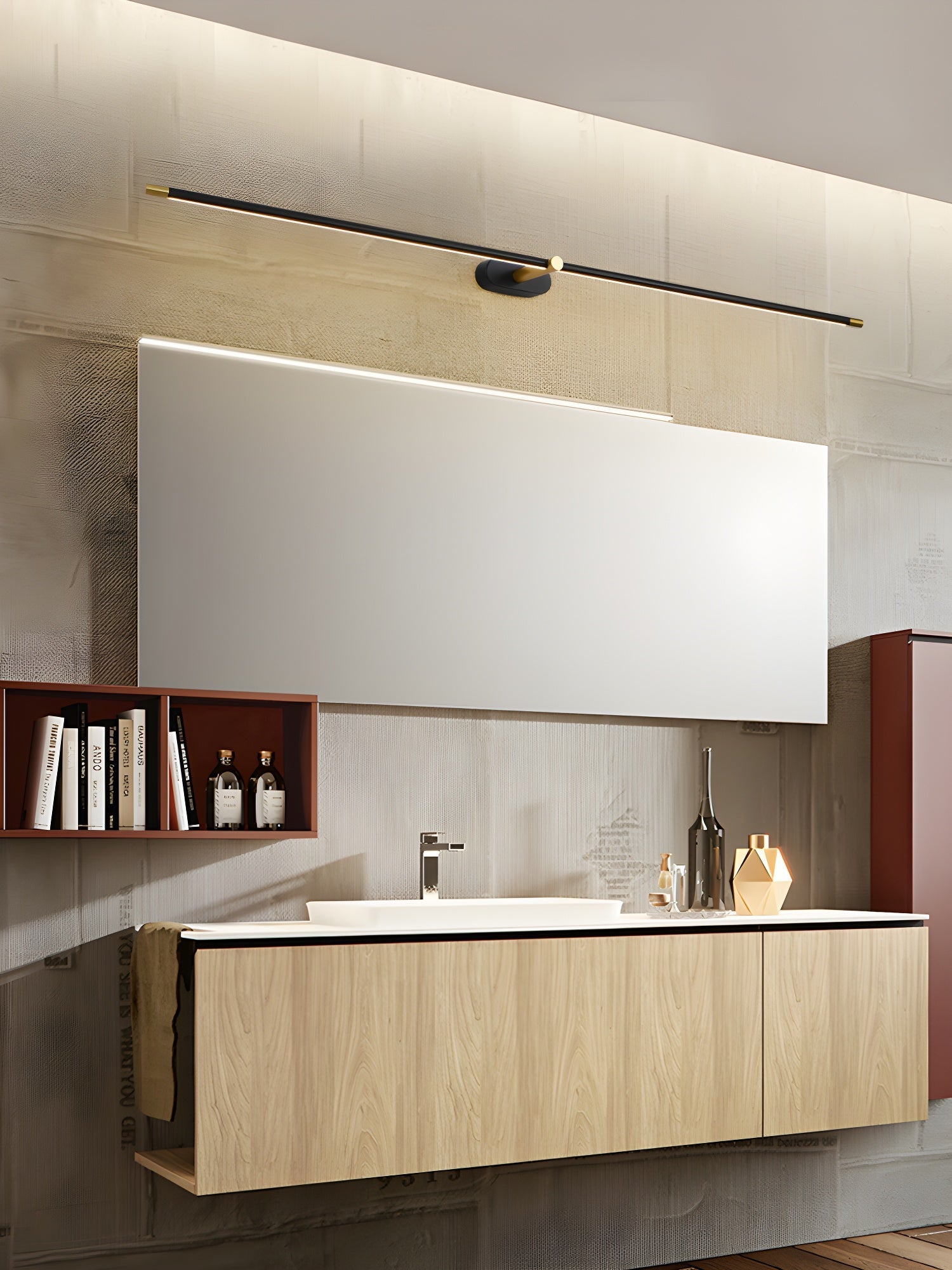 Minimalist Linear Rechargeable Wall Lamp | Touch Sensor, USB Charging & Ideal for Bathrooms and Vanity Mirrors