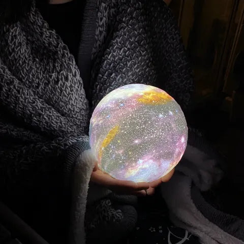 Galaxy Moon Lamp - 3D Printed Night Light with Color Changing LED for Bedroom Decor & Relaxation