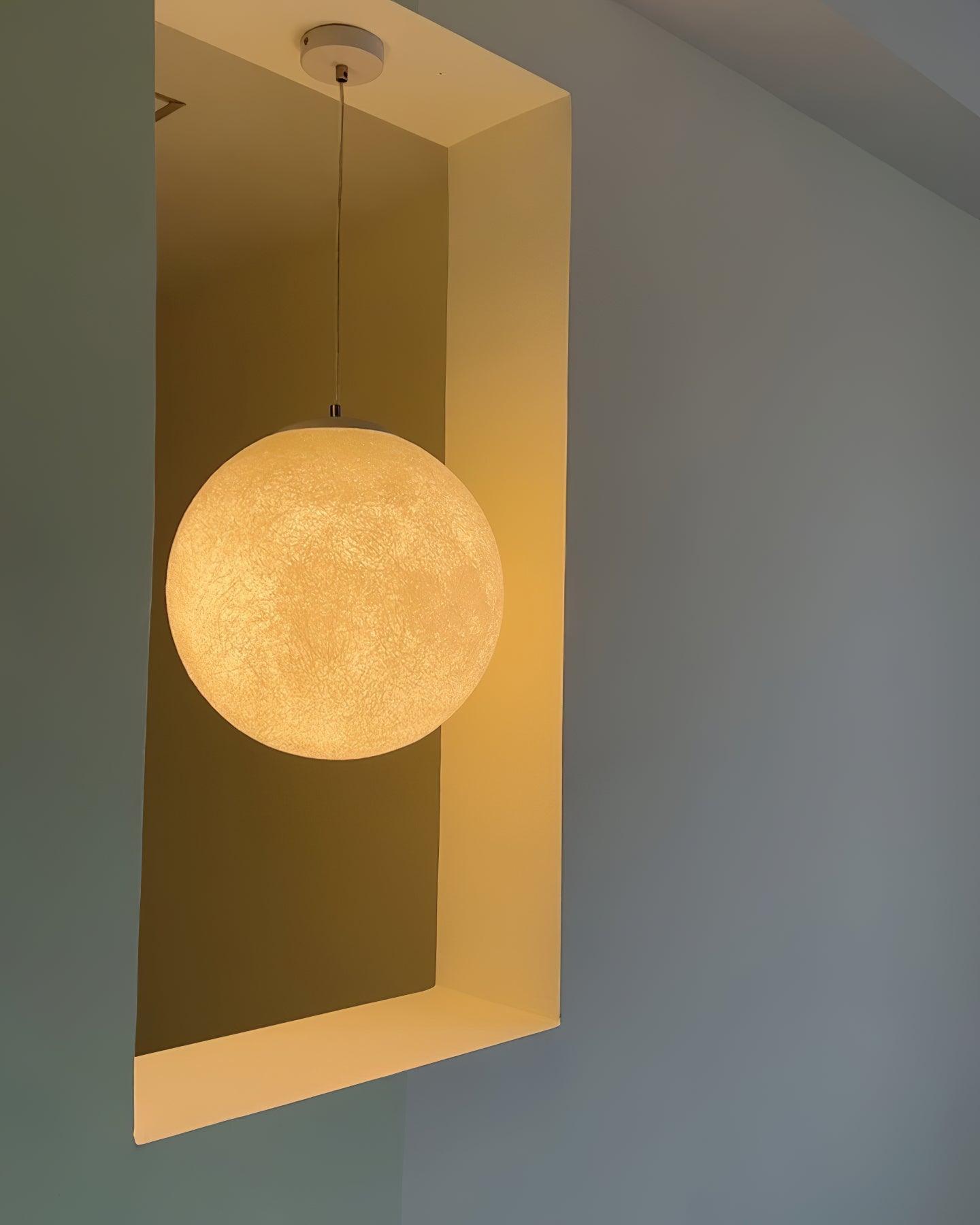 Moon Pendant Lamp - Modern LED Fixture with Adjustable Height for Living Room & Bedroom Lighting