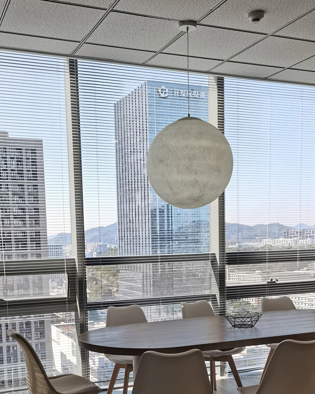 Moon Pendant Lamp - Modern LED Fixture with Adjustable Height for Living Room & Bedroom Lighting