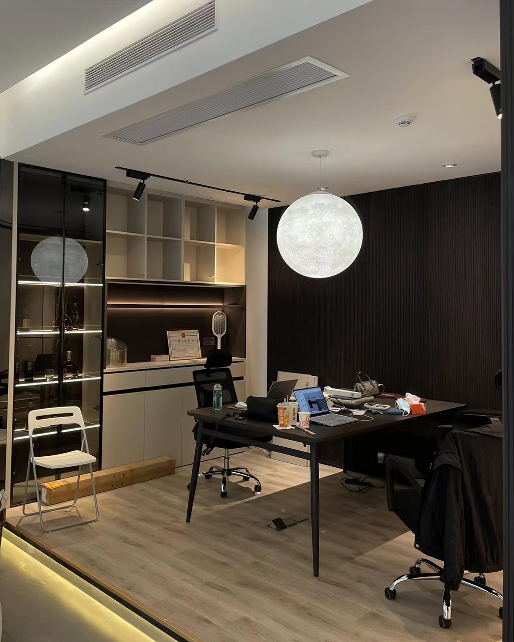 Moon Pendant Lamp - Modern LED Fixture with Adjustable Height for Living Room & Bedroom Lighting