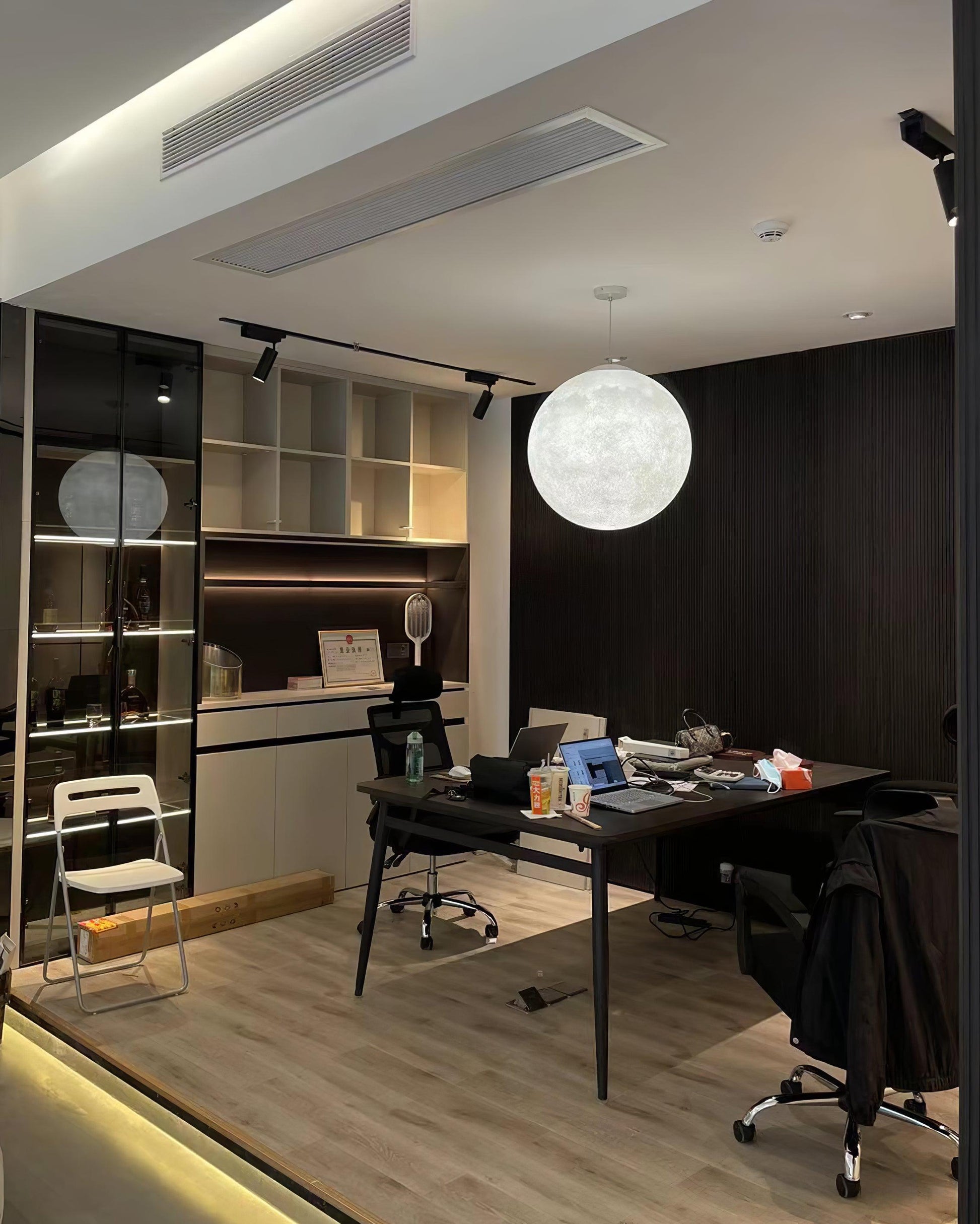 Moon Pendant Lamp - Modern LED Fixture with Adjustable Height for Living Room & Bedroom Lighting