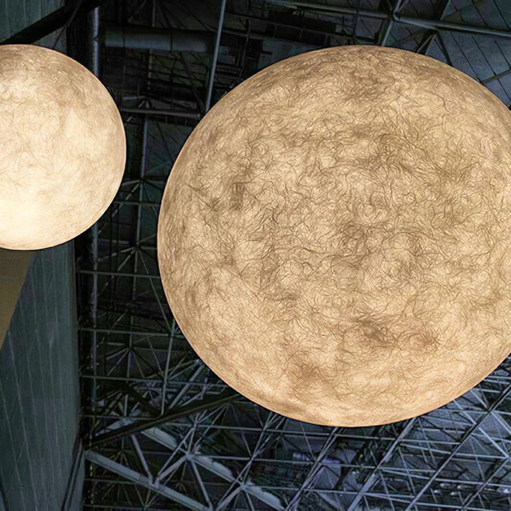 Moon Pendant Lamp - Modern LED Fixture with Adjustable Height for Living Room & Bedroom Lighting