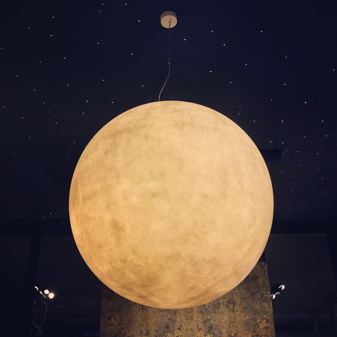 Moon Pendant Lamp - Modern LED Fixture with Adjustable Height for Living Room & Bedroom Lighting