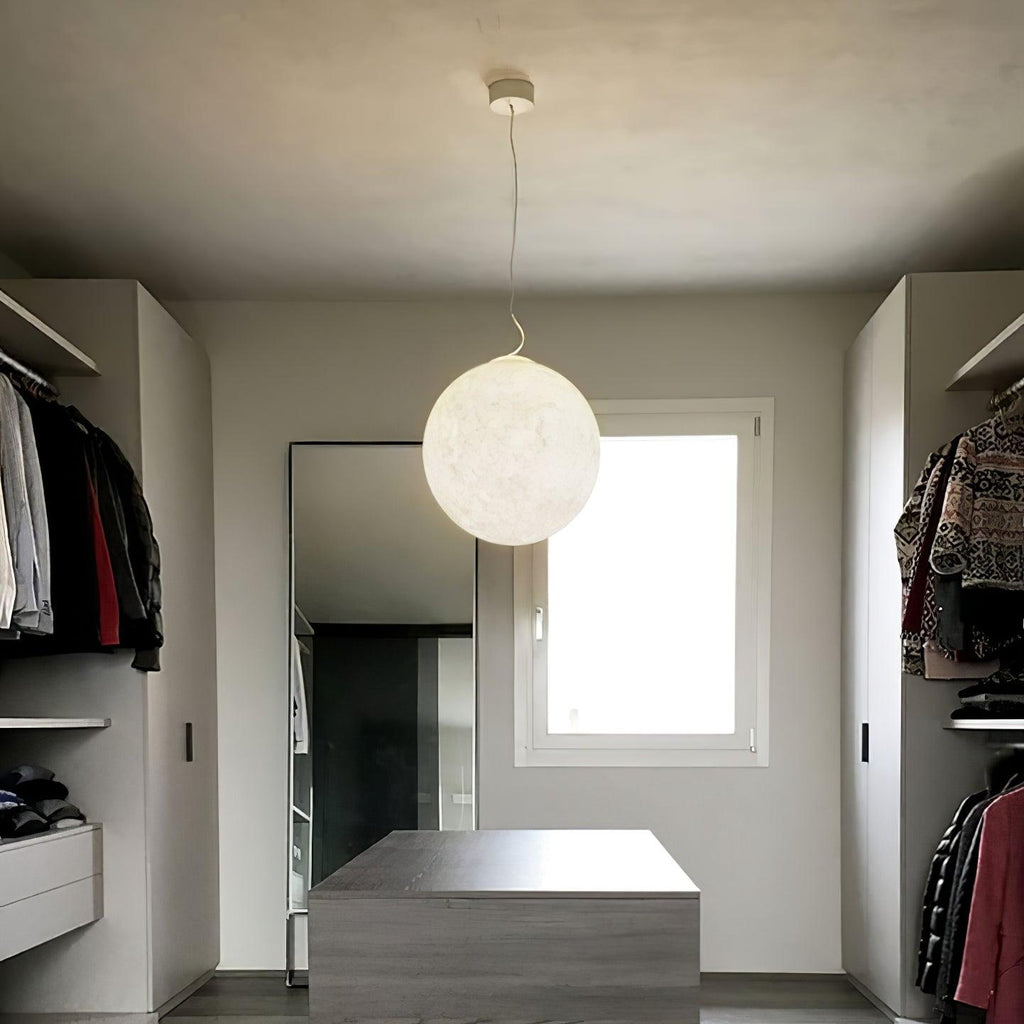Moon Pendant Lamp - Modern LED Fixture with Adjustable Height for Living Room & Bedroom Lighting