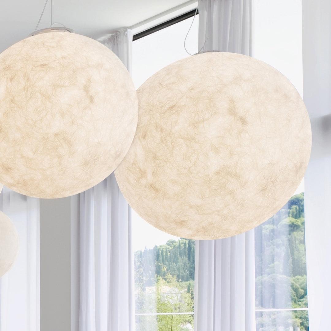 Moon Pendant Lamp - Modern LED Fixture with Adjustable Height for Living Room & Bedroom Lighting