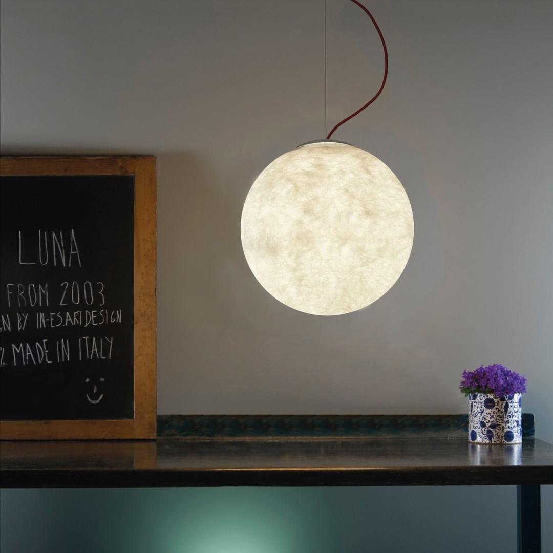Moon Pendant Lamp - Modern LED Fixture with Adjustable Height for Living Room & Bedroom Lighting