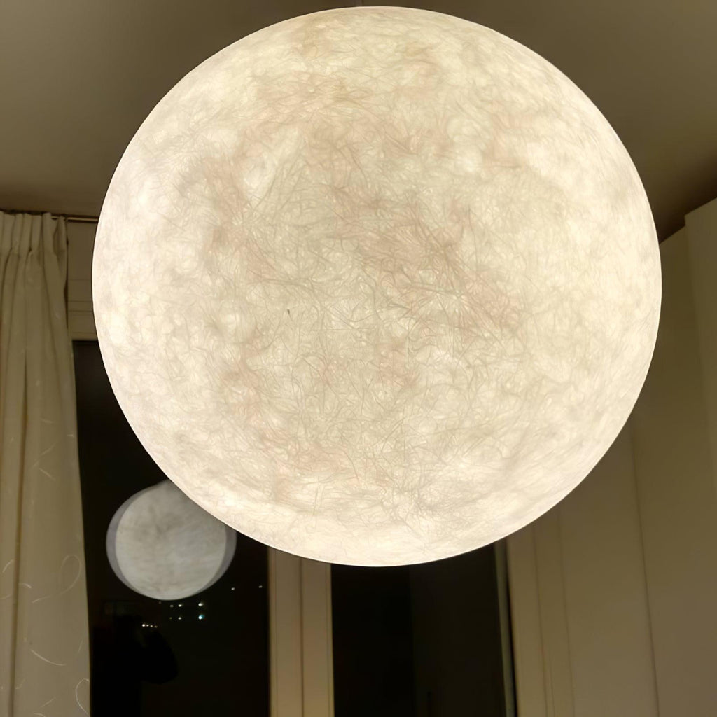 Moon Pendant Lamp - Modern LED Fixture with Adjustable Height for Living Room & Bedroom Lighting