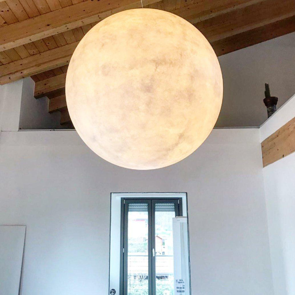 Moon Pendant Lamp - Modern LED Fixture with Adjustable Height for Living Room & Bedroom Lighting