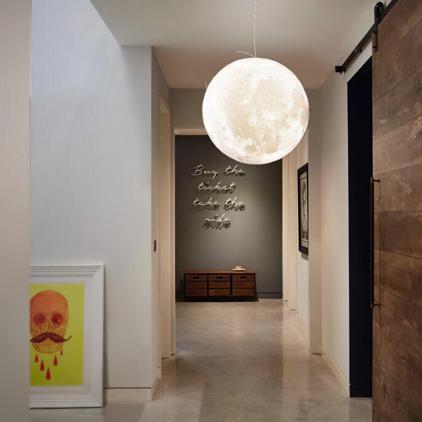 Moon Pendant Lamp - Modern LED Fixture with Adjustable Height for Living Room & Bedroom Lighting