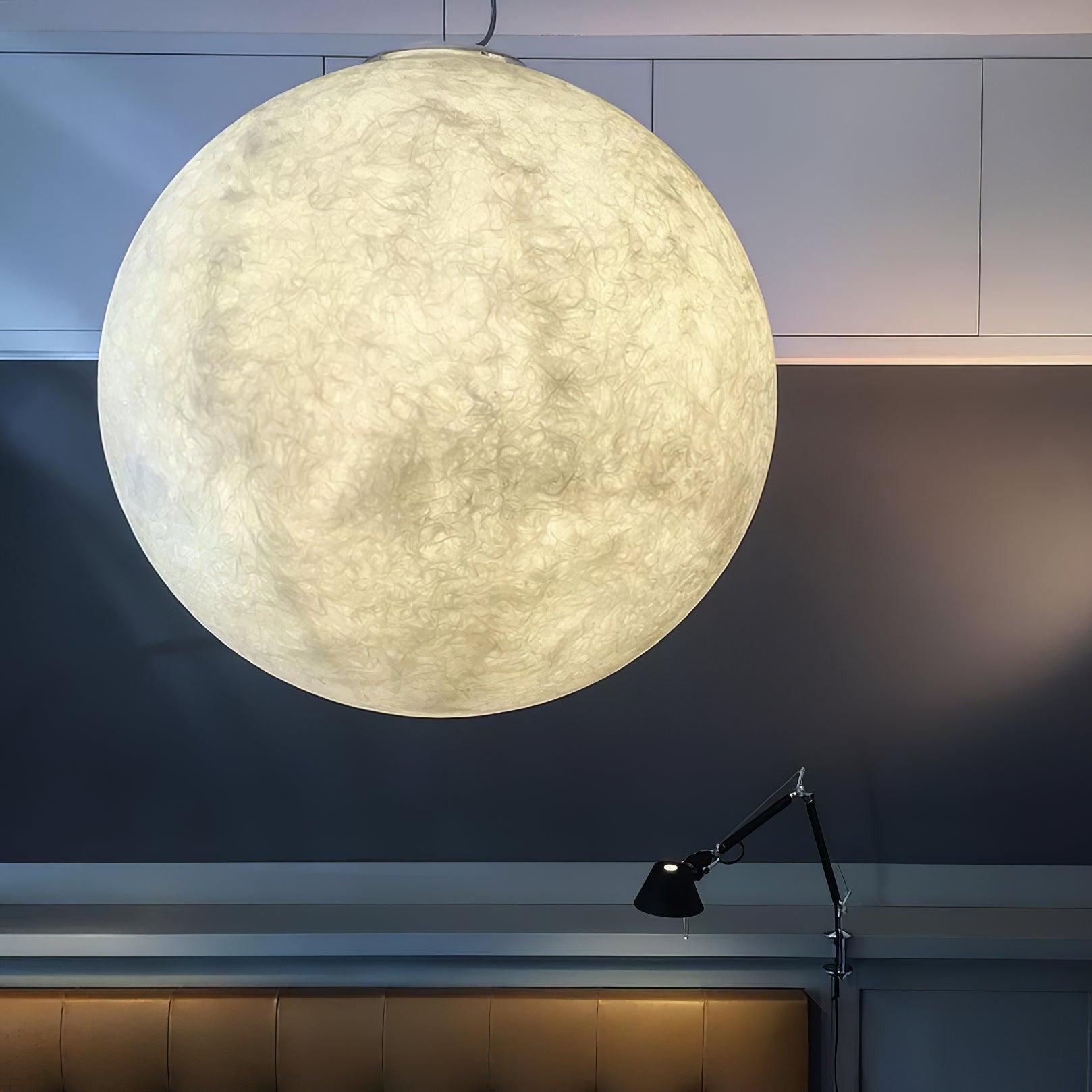 Moon Pendant Lamp - Modern LED Fixture with Adjustable Height for Living Room & Bedroom Lighting
