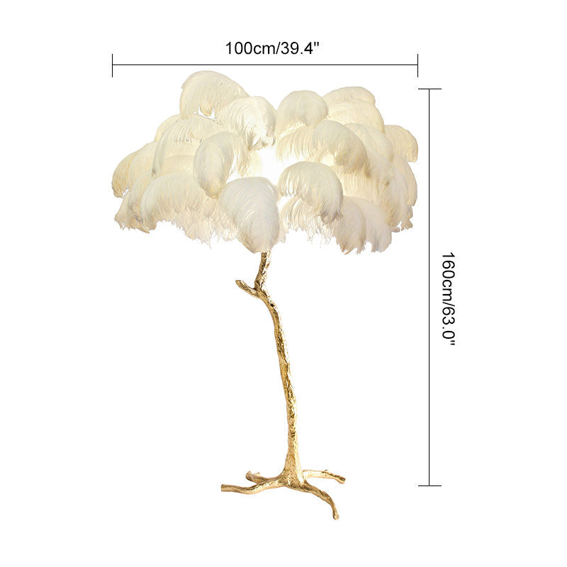 LED Floor Lamp with Feather Palm Design for Living Room & Tropical Decor