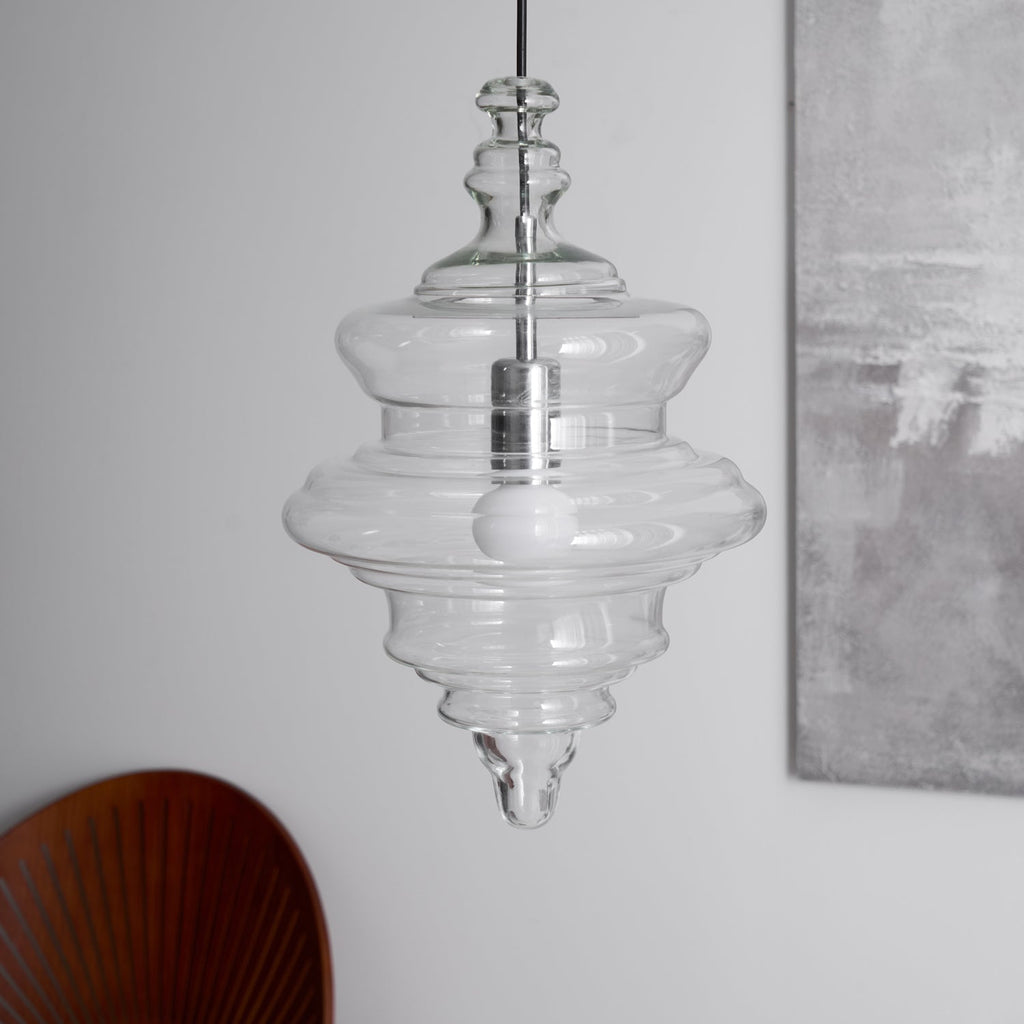 Modern Pendant Light Fixture - Adjustable Height with Glass Shade for Dining Room & Kitchen Lighting