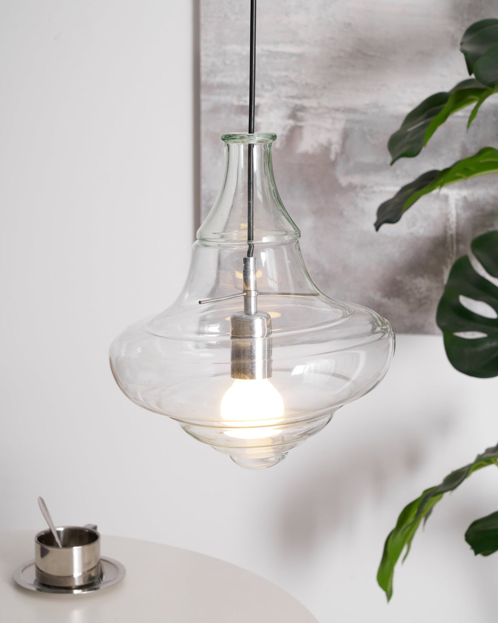 Modern Pendant Light Fixture - Adjustable Height with Glass Shade for Dining Room & Kitchen Lighting