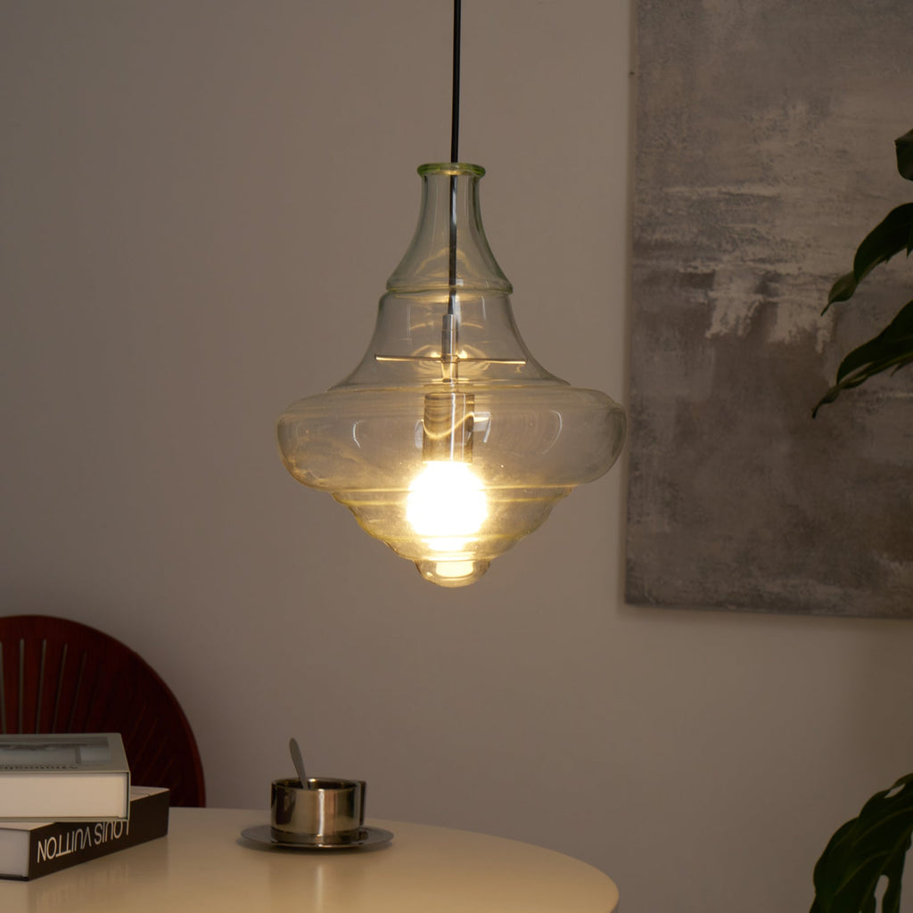 Modern Pendant Light Fixture - Adjustable Height with Glass Shade for Dining Room & Kitchen Lighting