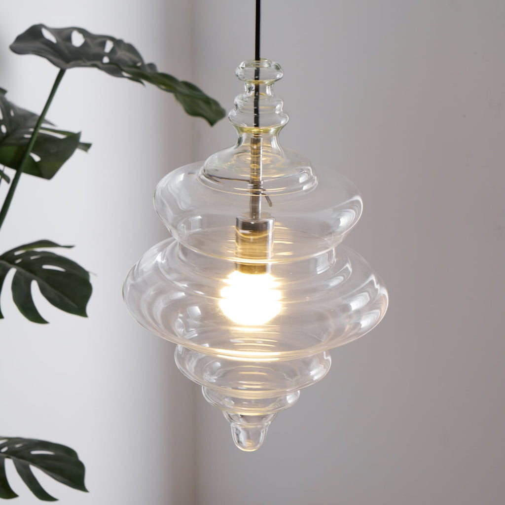 Modern Pendant Light Fixture - Adjustable Height with Glass Shade for Dining Room & Kitchen Lighting