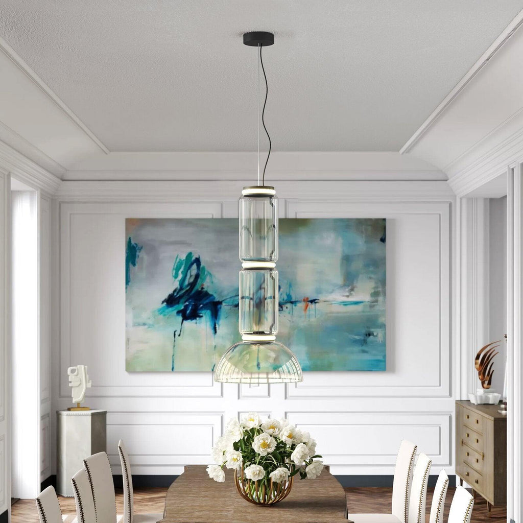 LED Pendant Lamp - Modern Glass Design with Adjustable Height for Dining Room & Living Room Lighting