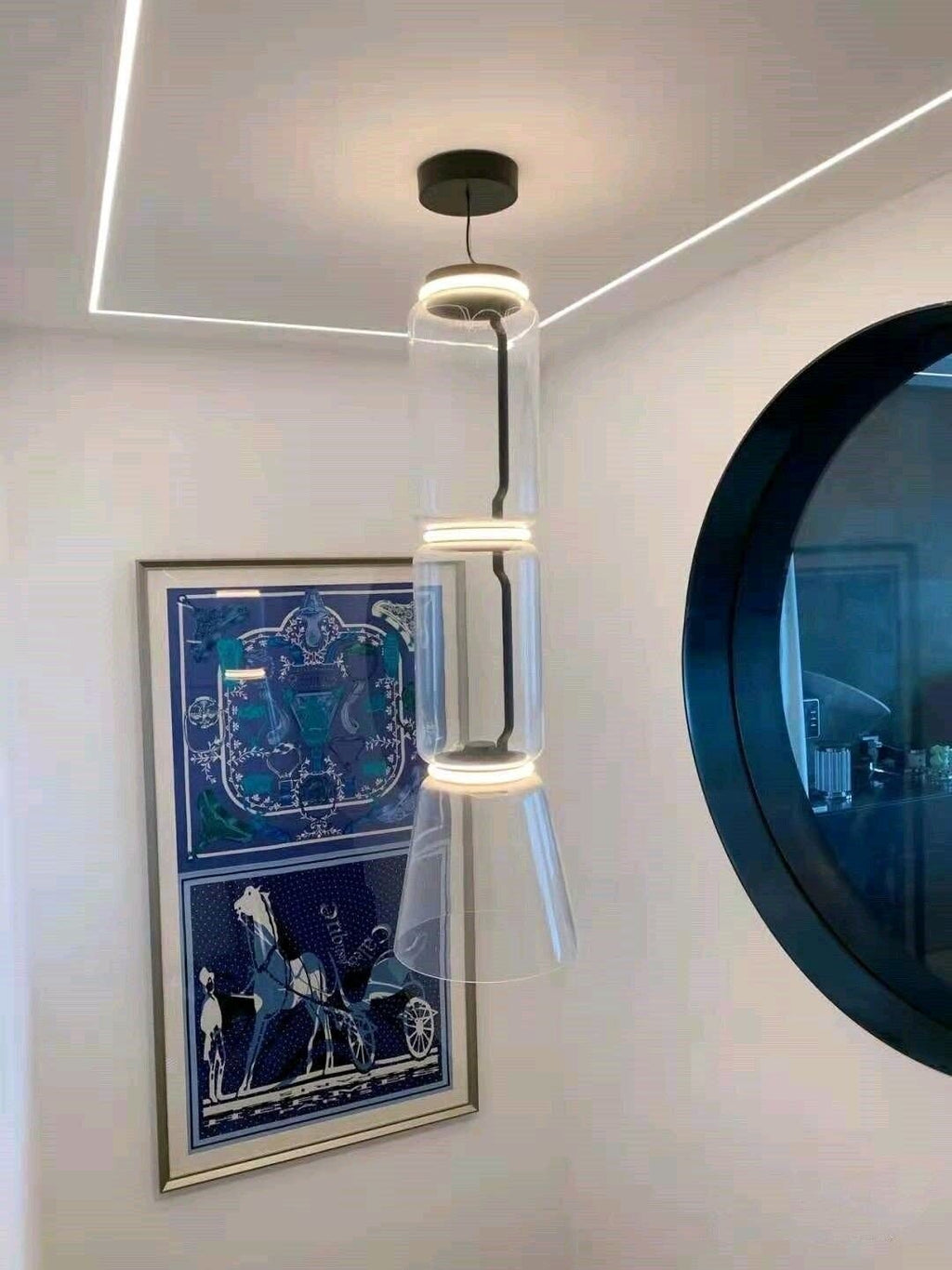 LED Pendant Lamp - Modern Glass Design with Adjustable Height for Dining Room & Living Room Lighting