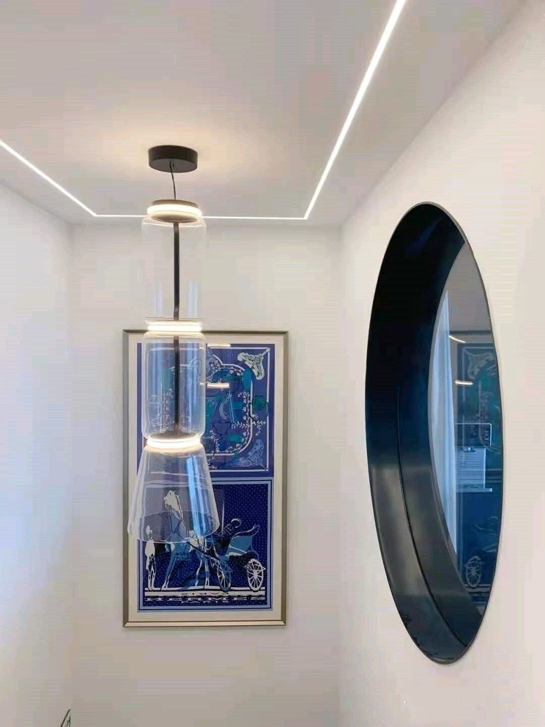 LED Pendant Lamp - Modern Glass Design with Adjustable Height for Dining Room & Living Room Lighting