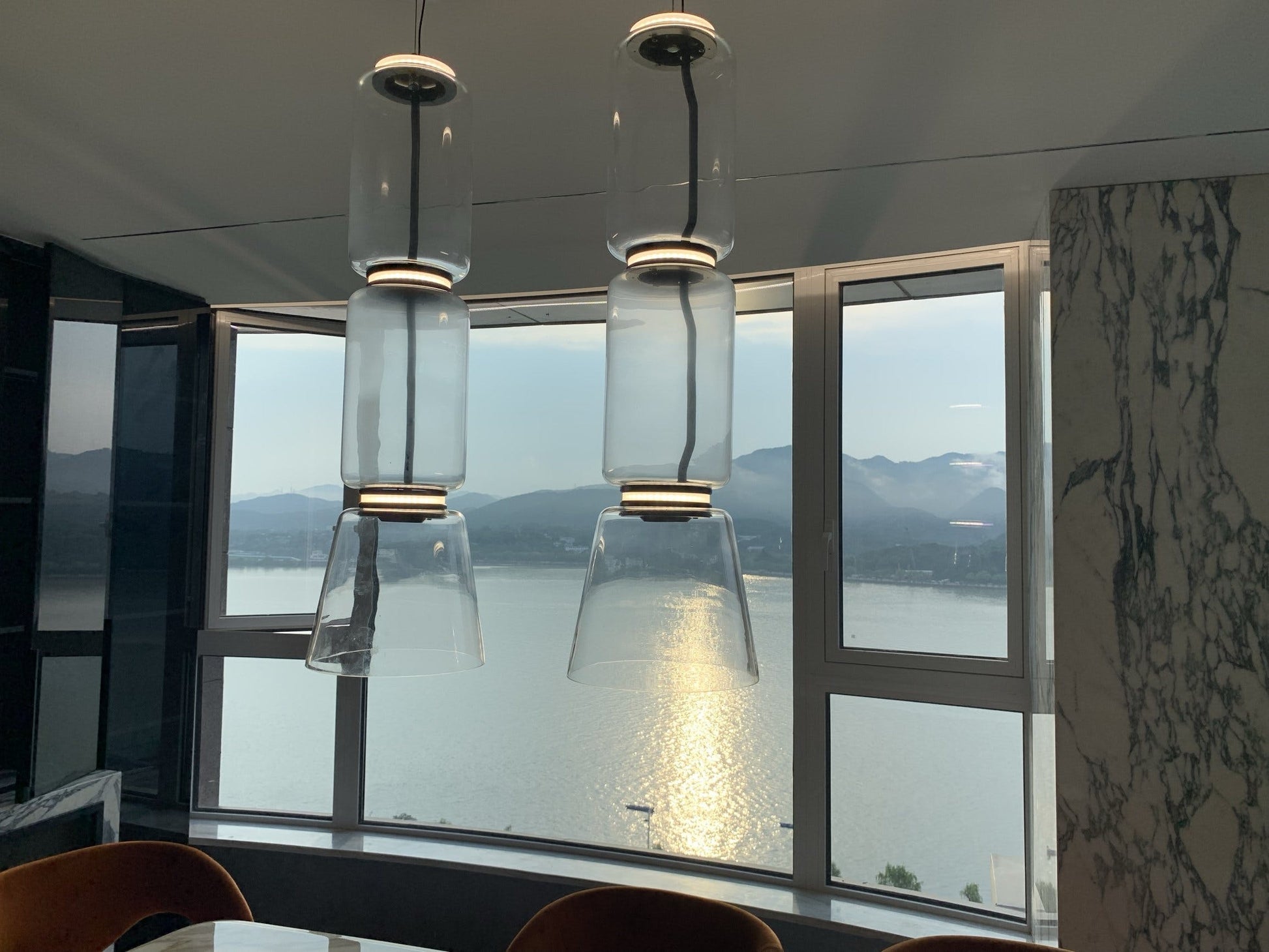 LED Pendant Lamp - Modern Glass Design with Adjustable Height for Dining Room & Living Room Lighting