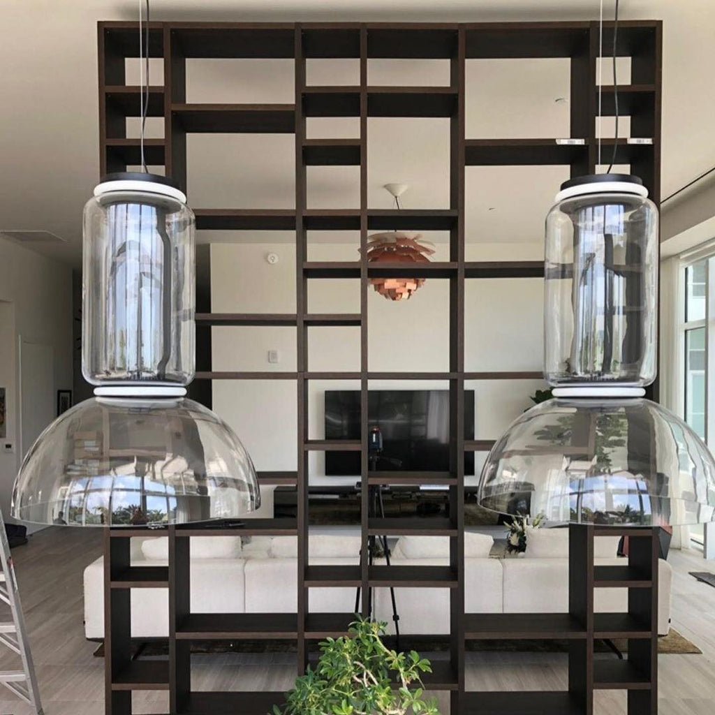 LED Pendant Lamp - Modern Glass Design with Adjustable Height for Dining Room & Living Room Lighting