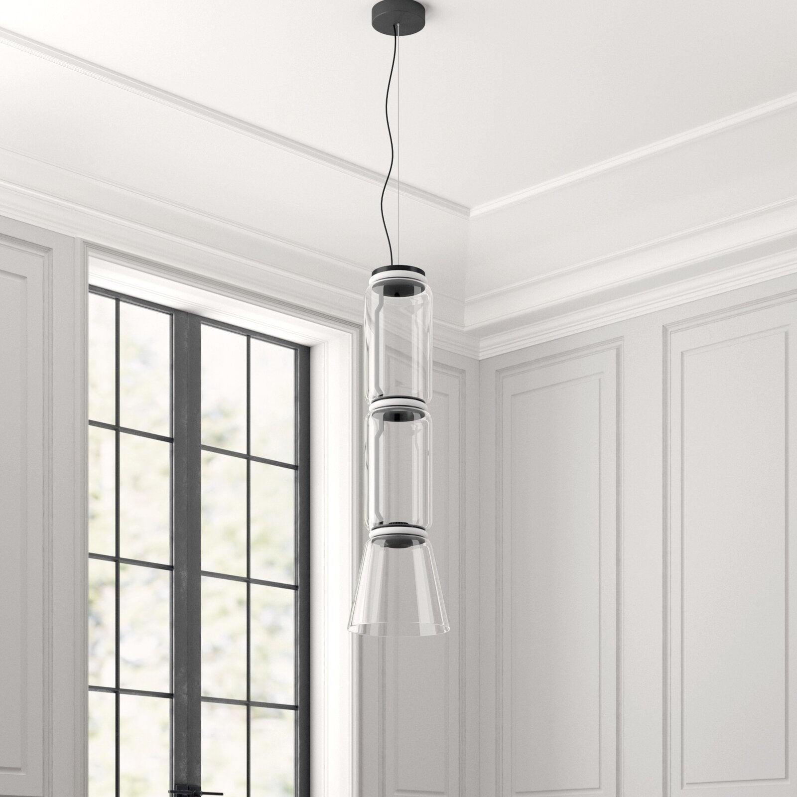 LED Pendant Lamp - Modern Glass Design with Adjustable Height for Dining Room & Living Room Lighting