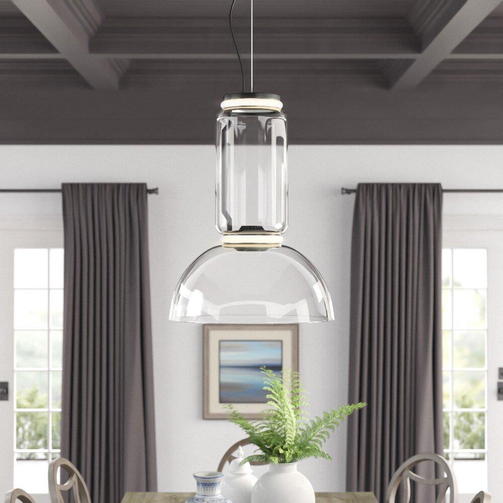 LED Pendant Lamp - Modern Glass Design with Adjustable Height for Dining Room & Living Room Lighting
