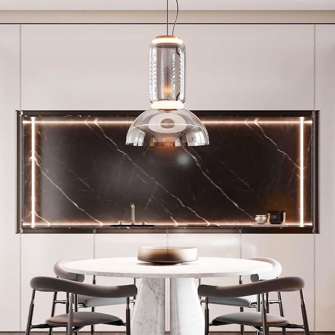 LED Pendant Lamp - Modern Glass Design with Adjustable Height for Dining Room & Living Room Lighting