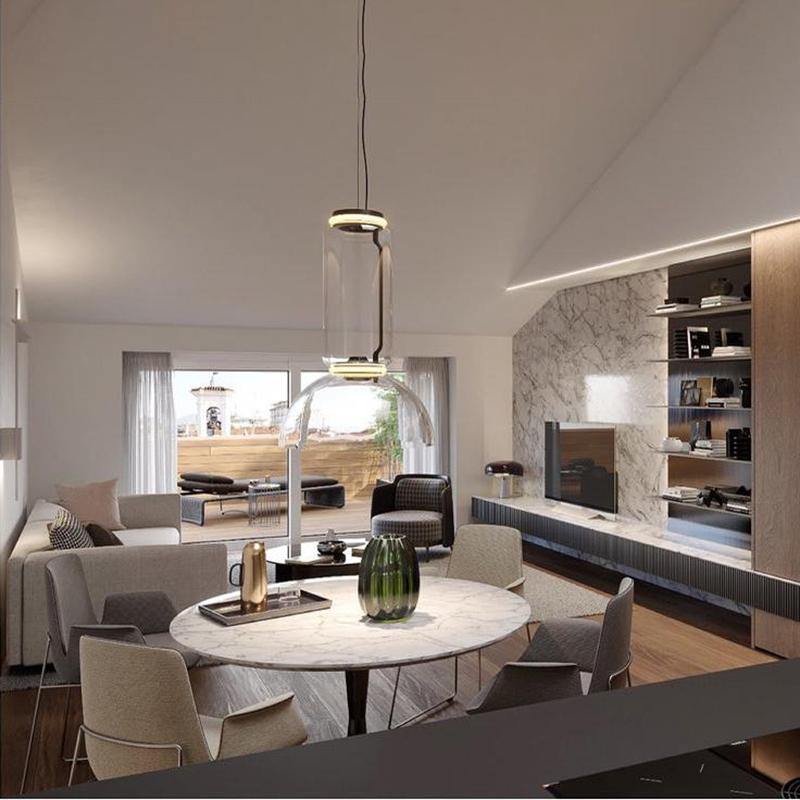 LED Pendant Lamp - Modern Glass Design with Adjustable Height for Dining Room & Living Room Lighting