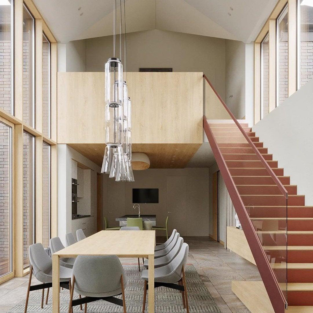 LED Pendant Lamp - Modern Glass Design with Adjustable Height for Dining Room & Living Room Lighting