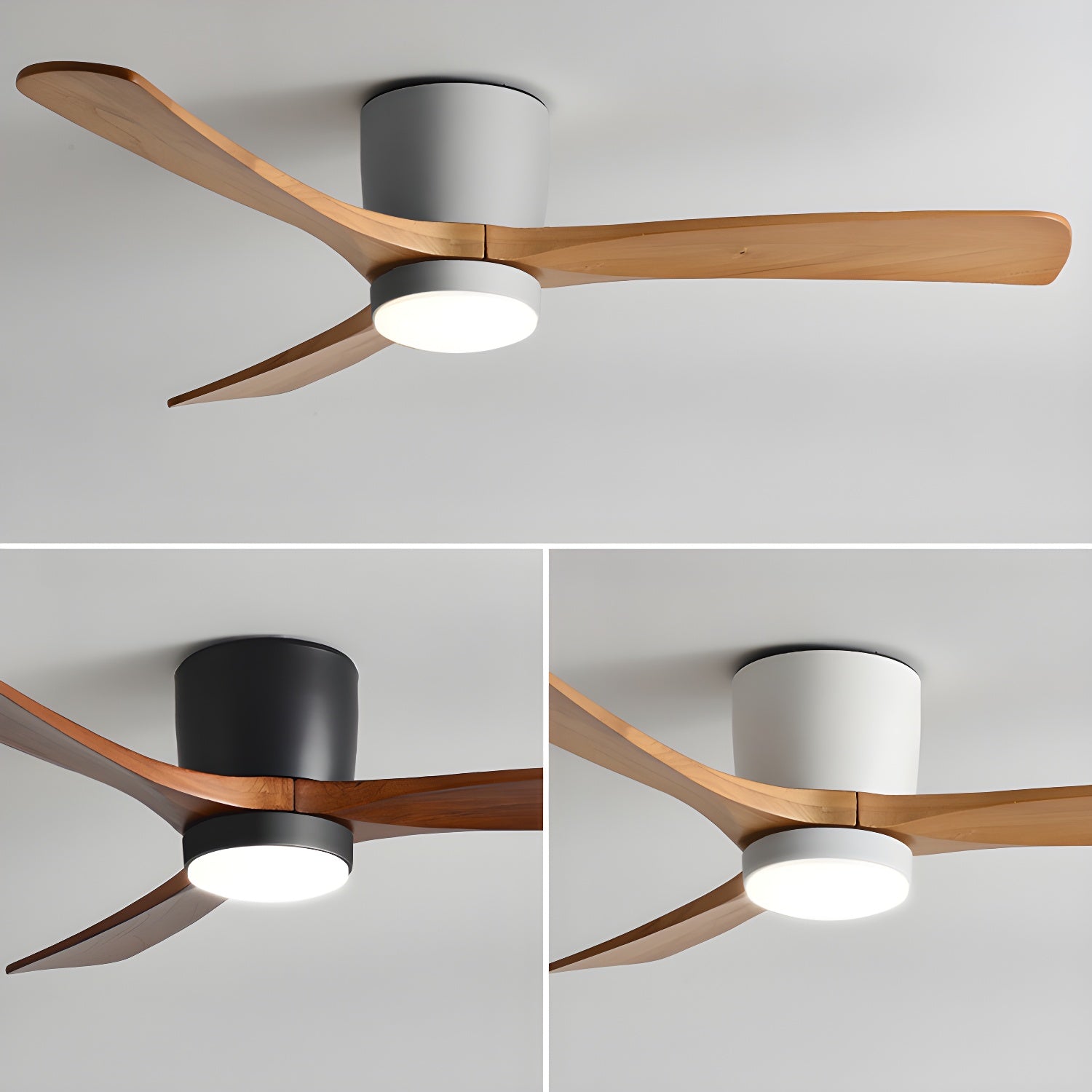 Nordic Wooden Ceiling Fan Light | LED, 6-Speed Control & Minimalist Design for Indoor Spaces (42"/48"/52")