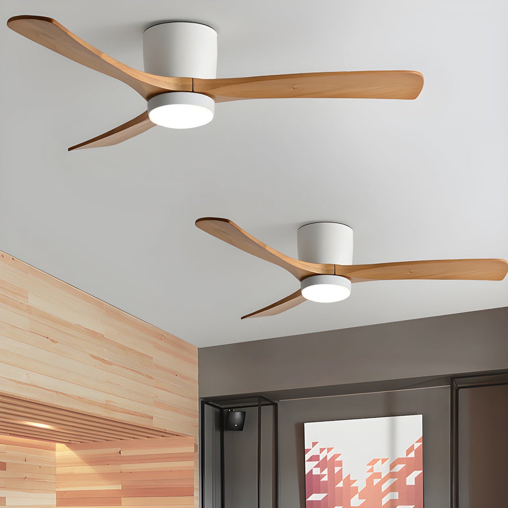 Nordic Wooden Ceiling Fan Light | LED, 6-Speed Control & Minimalist Design for Indoor Spaces (42"/48"/52")