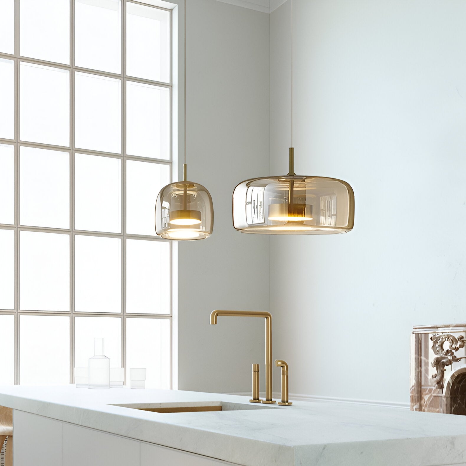 Glass LED Pendant Light with Retro Modern Style for Kitchen Island, Dining Room & Interior Hanging Lighting