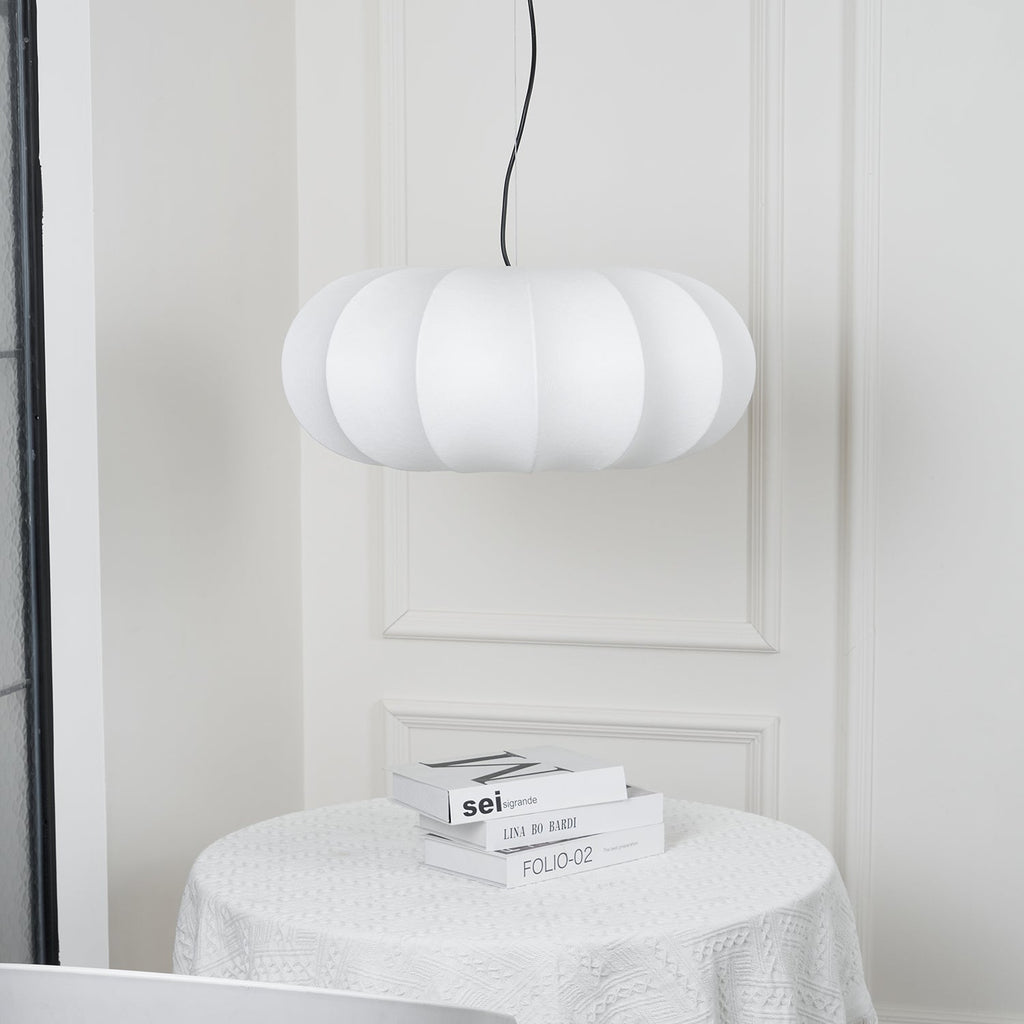 Silk Pendant Lamp - Oblate Design, Modern Lighting Fixture for Home Decor & Dining Room